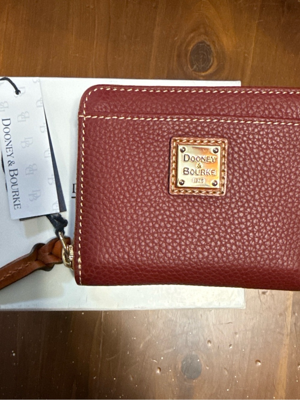 Dooney & Bourke Pebbled Leather Small Zip Around Wallet - Wine